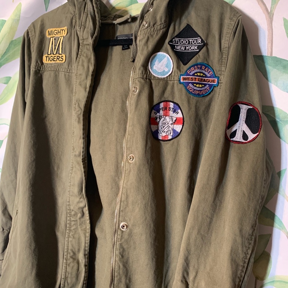 Topshop Jacket: Olive Green